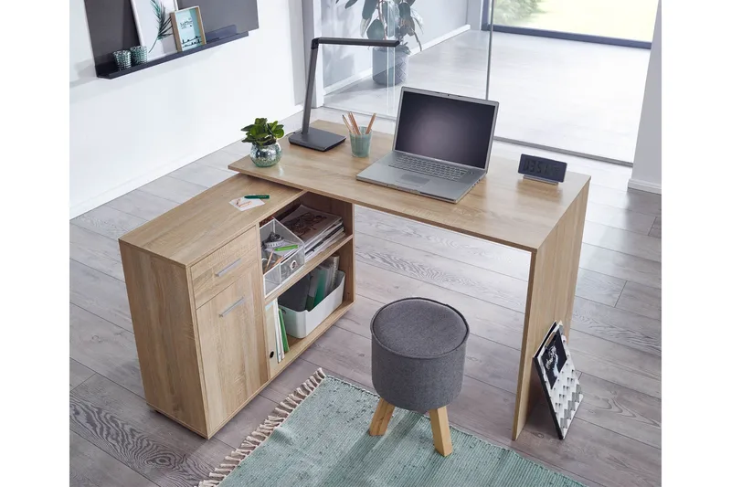 Gulshan Hjørneskrivebord 120 cm - Brun/Natur - Møbler - Borde - Kontorbord - Skrivebord - hjørneskrivebord