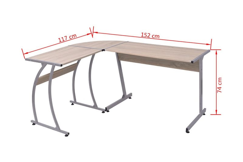 Hjørneskrivebord L-Formet Egetræ - Brun - Skrivebord