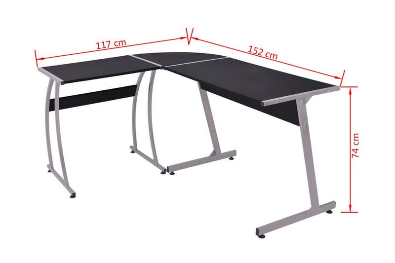Hjørneskrivebord L-Formet Sort - Sort - Skrivebord