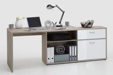 Mamoru Hjørneskrivebord Sandeg/Hvid - Møbler - Borde - Kontorbord - Skrivebord - hjørneskrivebord