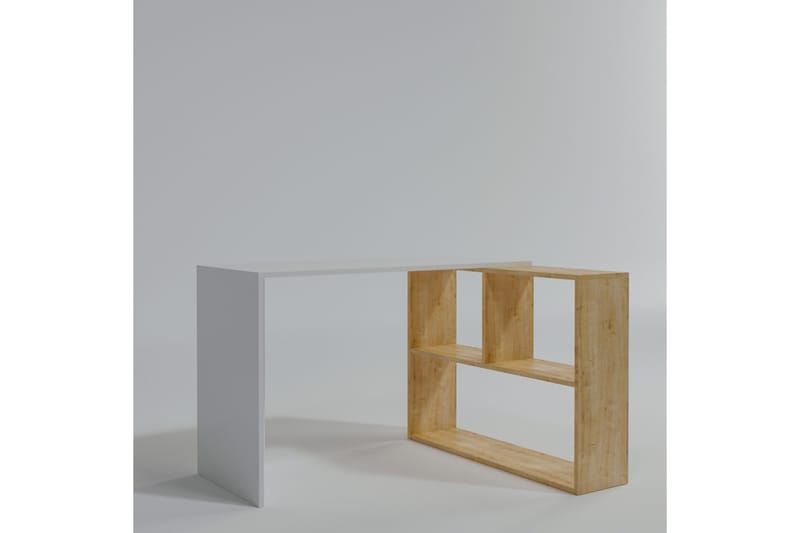 Marsberg Hjørneskrivebord 120 cm med Opbevaring Hylder - Natur/Hvid - hjørneskrivebord