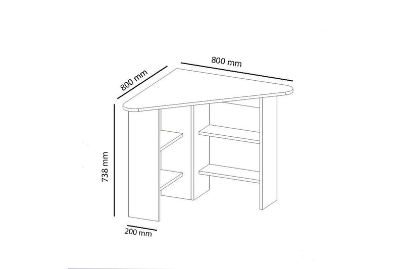 Oderzo Hjørneskrivebord 80 cm med Opbevaring Hylder - Antracit - hjørneskrivebord