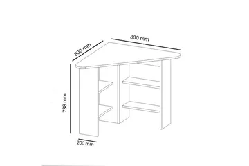 Oderzo Hjørneskrivebord 80 cm med Opbevaring Hylder - Antracit - Møbler - Borde - Kontorbord - Skrivebord - hjørneskrivebord