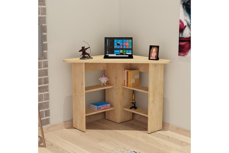 Oderzo Hjørneskrivebord 80 cm med Opbevaring Hylder - Natur - Møbler - Borde - Kontorbord - Skrivebord - hjørneskrivebord