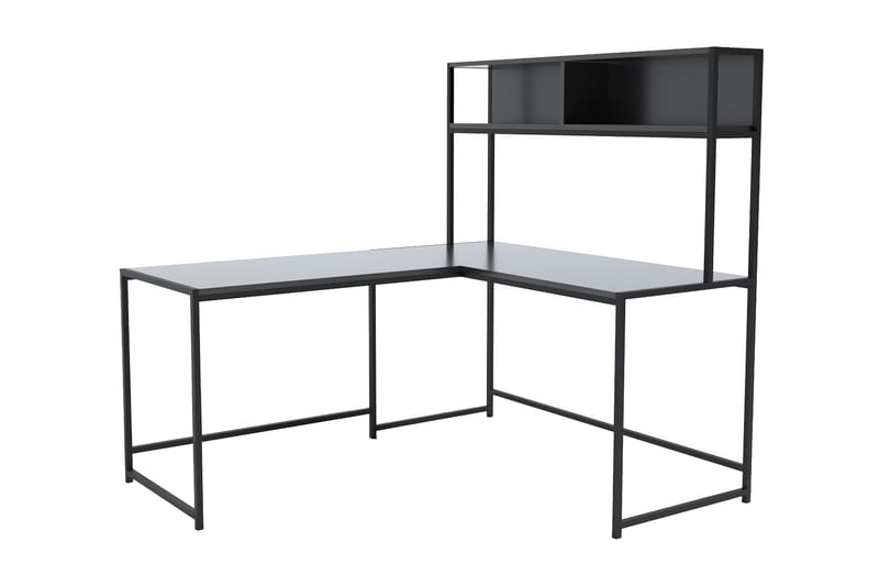 Sarisu Hjørneskrivebord 154 cm med Opbevaring Hylder - Sort - Møbler - Borde - Kontorbord - Skrivebord - hjørneskrivebord