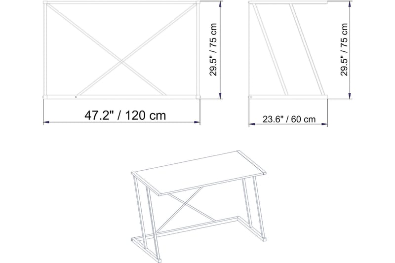 Holmö Skrivebord 120 cm - Hvid - Skrivebord