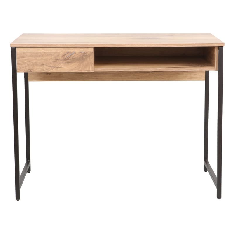 Skrivebord HOME4YOU 100x50x76 cm Rustik/Sort - lys rustikt træ/sort - Møbler - Borde - Kontorbord - Skrivebord