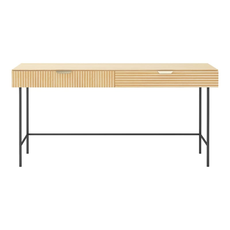 Skrivebord HOME4YOU Bassel 120x60x75 cm 3D melamin - lyst træ / sort / guld - Møbler - Borde - Kontorbord - Skrivebord