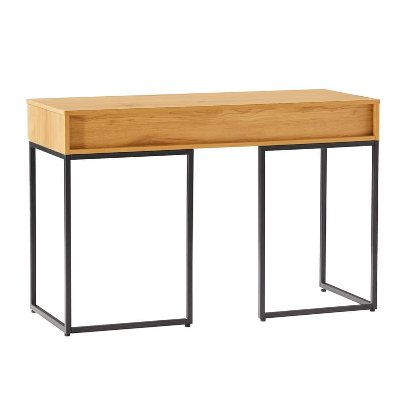 Skrivebord HOME4YOU Hampton 120x50x79 cm melamin med egetræsbark - egetræsbark / sort - Møbler - Borde - Kontorbord - Skrivebord