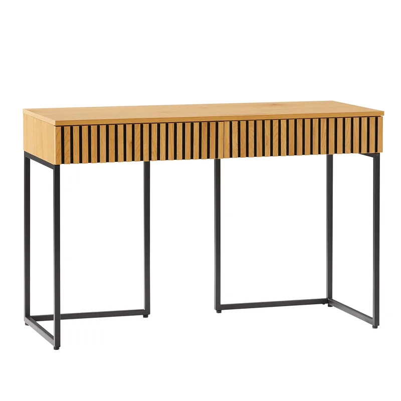 Skrivebord HOME4YOU Hampton 120x50x79 cm melamin med egetræsbark - egetræsbark / sort - Møbler - Borde - Kontorbord - Skrivebord