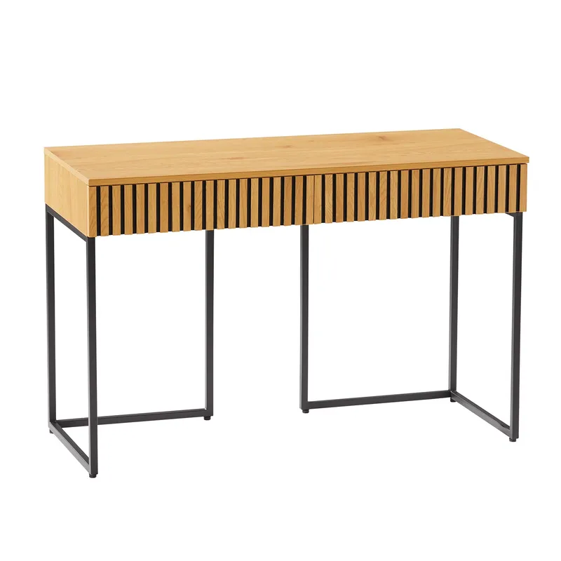 Skrivebord HOME4YOU Hampton 120x50x79 cm melamin med egetræsbark, egetræsbark / sort