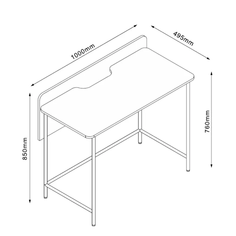 Skrivebord HOME4YOU Harper 100x49,5x85 cm ask/sort - ask/sort - Møbler - Borde - Kontorbord - Skrivebord