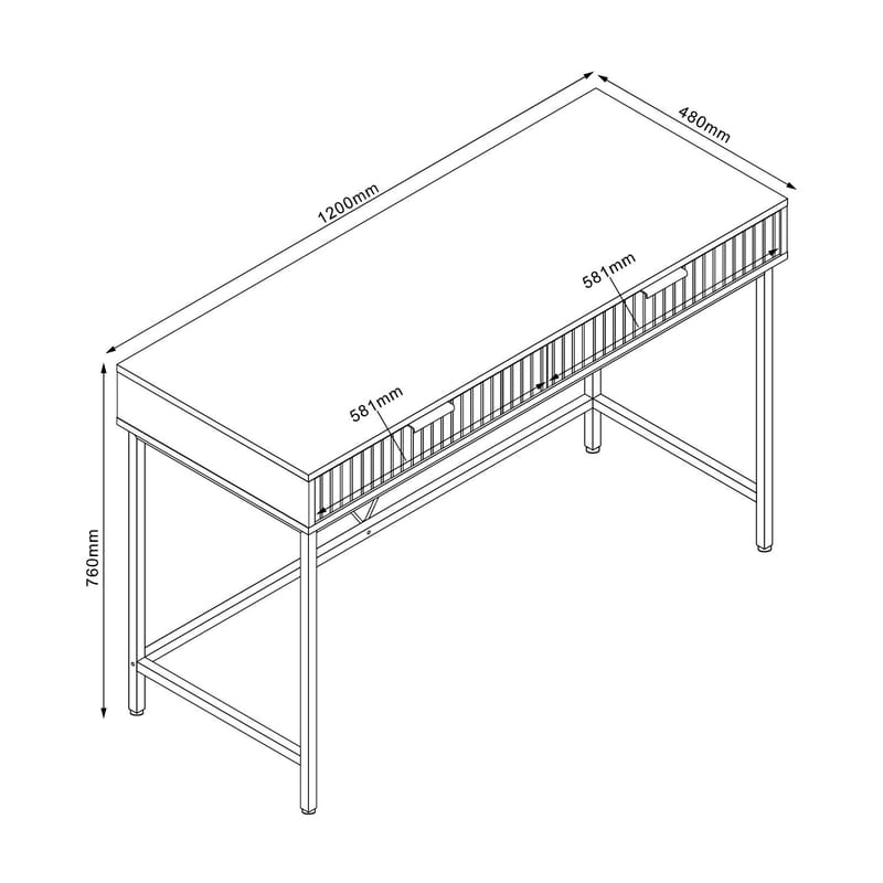 Skrivebord HOME4YOU Helve 120x48x76 cm melamin - sort / lyst træ - Møbler - Borde - Kontorbord - Skrivebord