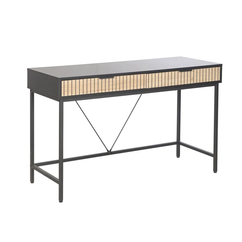 Skrivebord HOME4YOU Helve 120x48x76 cm melamin, sort / lyst træ