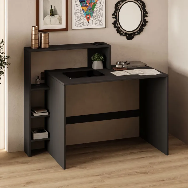 Skrivebord Homitis Amber (121,8 x 96 x 55 cm) Antracit - Antracit - Møbler - Borde - Kontorbord - Skrivebord