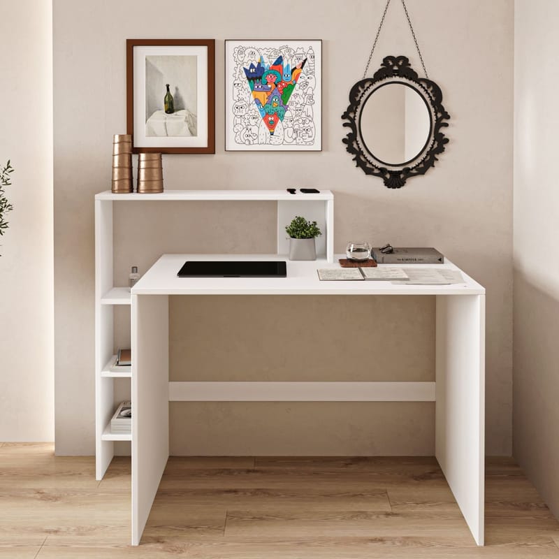 Skrivebord Homitis Amber (121,8 x 96 x 55 cm) Hvid - Møbler - Borde - Kontorbord - Skrivebord