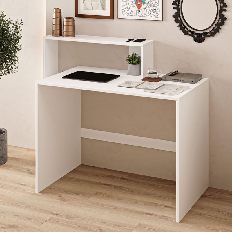 Skrivebord Homitis Amber (121,8 x 96 x 55 cm) Hvid - Møbler - Borde - Kontorbord - Skrivebord