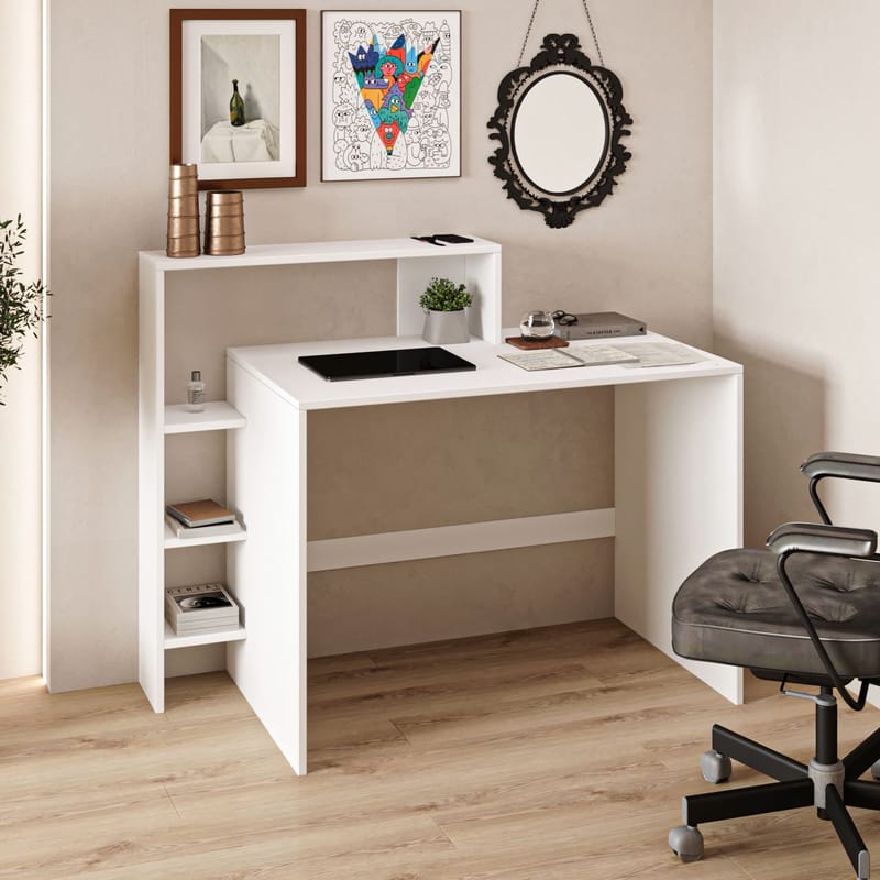 Skrivebord Homitis Amber (121,8 x 96 x 55 cm) Hvid - Møbler - Borde - Kontorbord - Skrivebord