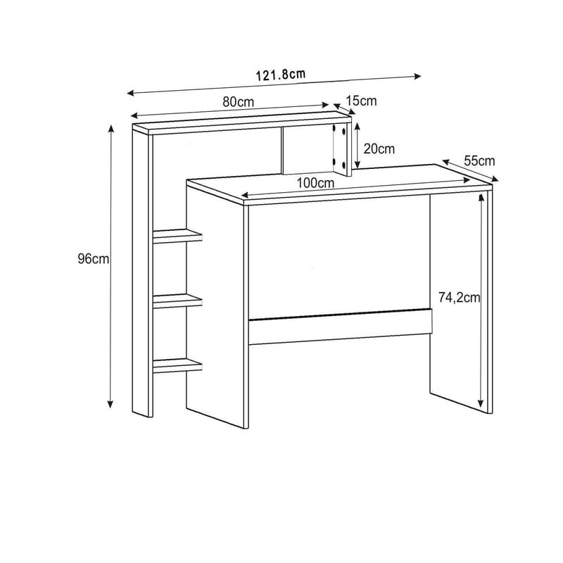 Skrivebord Homitis Amber (121,8 x 96 x 55 cm) Valnød - Møbler - Borde - Kontorbord - Skrivebord