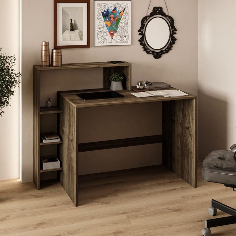 Skrivebord Homitis Amber (121,8 x 96 x 55 cm) Valnød - Møbler - Borde - Kontorbord - Skrivebord