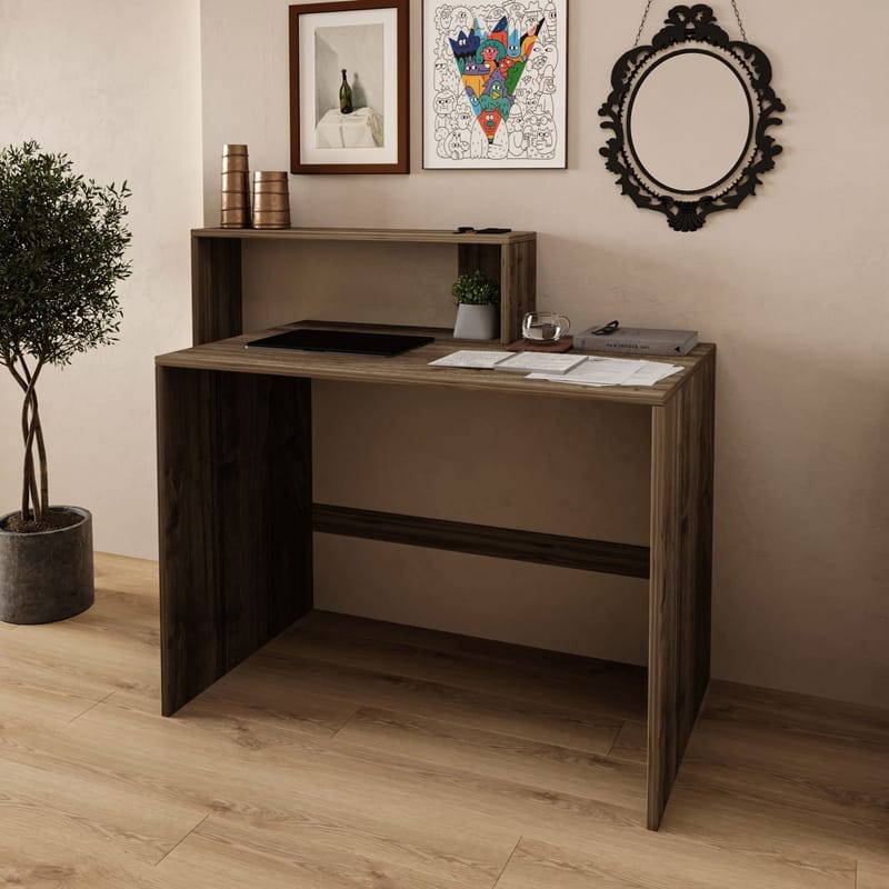 Skrivebord Homitis Amber (121,8 x 96 x 55 cm) Valnød - Møbler - Borde - Kontorbord - Skrivebord