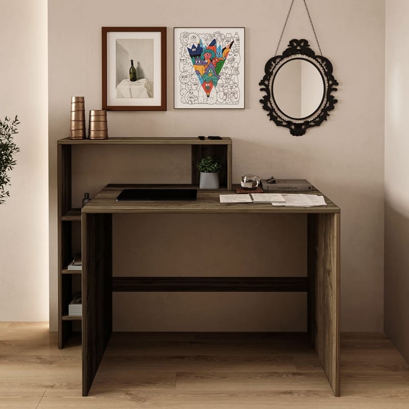 Skrivebord Homitis Amber (121,8 x 96 x 55 cm) Valnød - Møbler - Borde - Kontorbord - Skrivebord