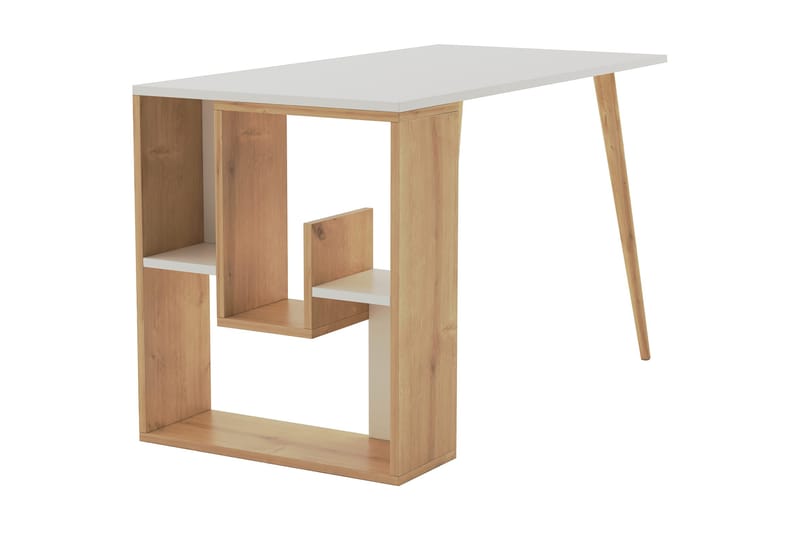 Homitis Skrivebord 120x72,8x120 cm med opbevaring - Hvid - Skrivebord