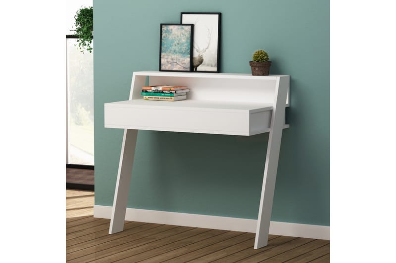 Homitis Vægskrivebord 94 cm med Opbevaring Skuffe + Hylde - Hvid - Møbler - Borde - Kontorbord - Skrivebord