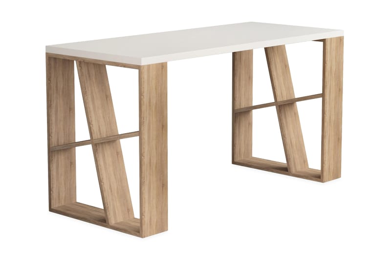 Honemey Skrivebord 140 cm - Hvid/Egefarvet - Møbler - Borde - Kontorbord - Skrivebord