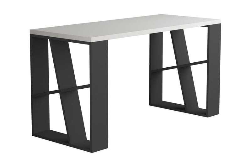 Honemey Skrivebord 140 cm - Hvid/Mørkegrå - Skrivebord