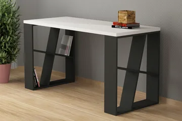 Honemey Skrivebord 140 cm - Hvid/Mørkegrå - Møbler - Borde - Kontorbord - Skrivebord