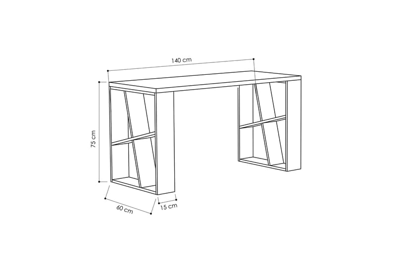 Honemey Skrivebord 140 cm - Hvid/Mørkegrå - Møbler - Borde - Kontorbord - Skrivebord