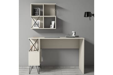 Hovdane Skrivebord 120 cm med Opbevaring + 2 Bogreoler - Cremehvid/Sort - Møbler - Borde - Kontorbord - Skrivebord
