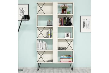 Hovdane Skrivebord 120 cm med Opbevaring + 2 Bogreoler - Cremehvid/Sort - Møbler - Borde - Kontorbord - Skrivebord