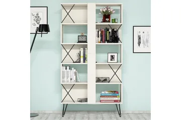 Hovdane Skrivebord 120 cm med Opbevaring Hylde + Bogreol - Cremehvid/Sort - Møbler - Borde - Kontorbord - Skrivebord