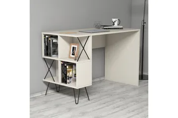 Hovdane Skrivebord 120 cm med Opbevaring Hylde + Bogreol - Cremehvid/Sort - Møbler - Borde - Kontorbord - Skrivebord