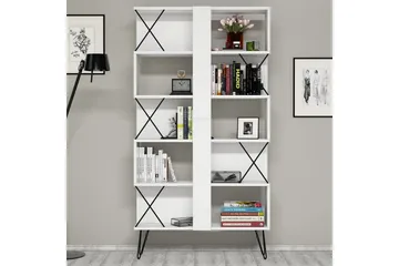 Hovdane Skrivebord 120 cm med Opbevaring Hylde + Bogreol - Hvid/Sort - Møbler - Borde - Kontorbord - Skrivebord