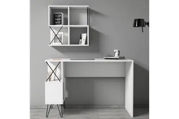 Hovdane Skrivebord 120 cm med Opbevaring Hylde + Bogreol Lil - Hvid/Sort - Møbler - Borde - Kontorbord - Skrivebord