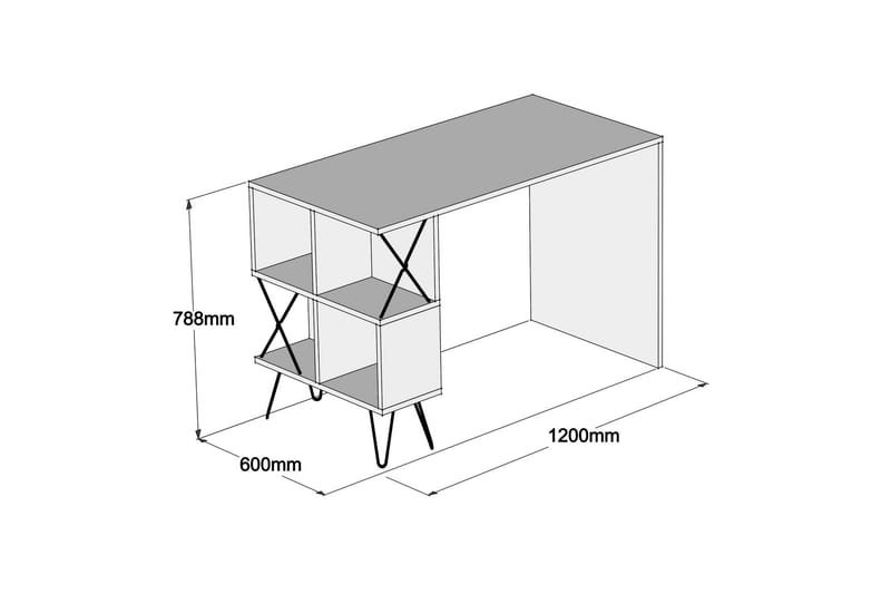 Hovdane Skrivebord 120 cm med Opbevaring Hylde - Brun/Sort - Skrivebord