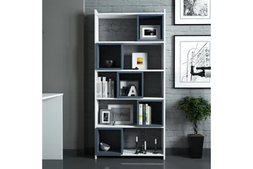 Hovdane Skrivebord 120 cm med Opbevaring + Væghylde + - Hvid/Blå - Møbler - Borde - Kontorbord - Skrivebord