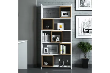 Hovdane Skrivebord 120 cm med Opbevaring + Væghylde + - Hvid/Brun - Møbler - Borde - Kontorbord - Skrivebord