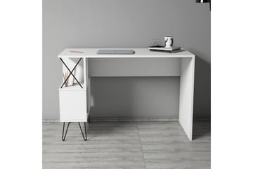 Hovdane Skrivebord 120 med Opbevaring Hylde - Hvid/Sort - Møbler - Borde - Kontorbord - Skrivebord