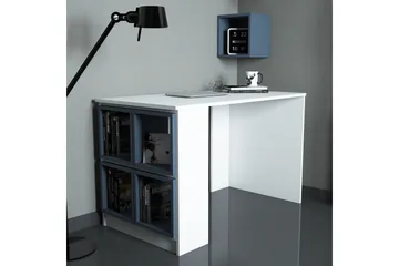 Hovdane Skrivebord 120 med Opbevaring Hylde + Væghylde - Hvid/Blå - Møbler - Borde - Kontorbord - Skrivebord