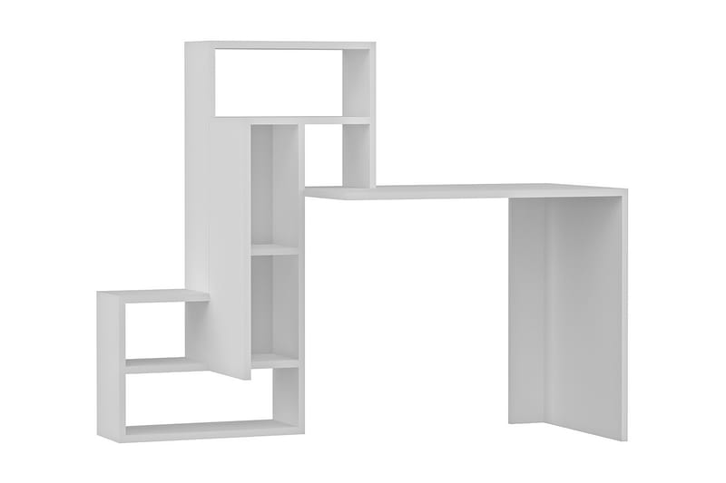 Ikatan Skrivebord 139 cm med Opbevaring Hylder + Skab - Hvid - Skrivebord