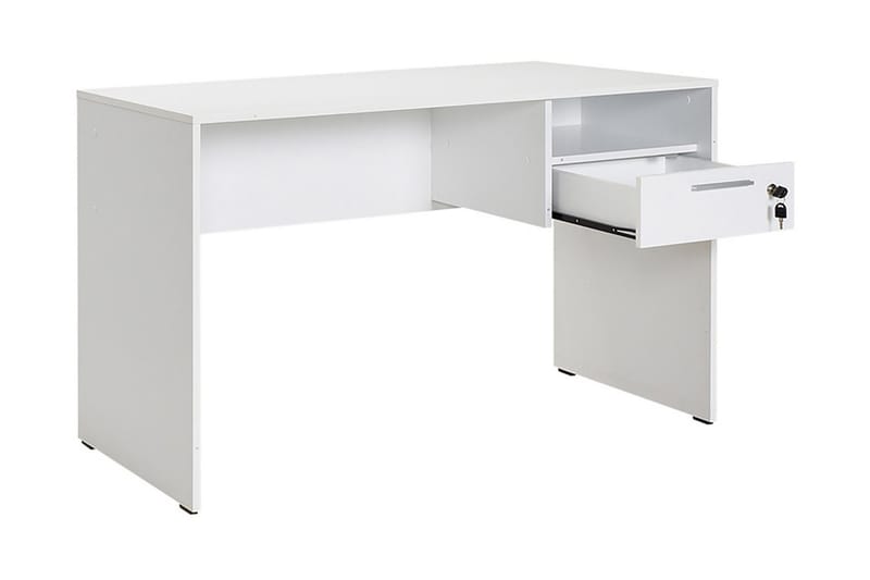 Irbene Skrivebord 120 cm med Opbevaringshylder + Låsebar Sku - Hvid - Skrivebord