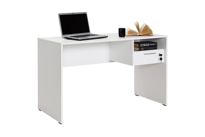 Irbene Skrivebord 120 cm med Opbevaringshylder + Låsebar Sku - Hvid - Møbler - Borde - Kontorbord - Skrivebord
