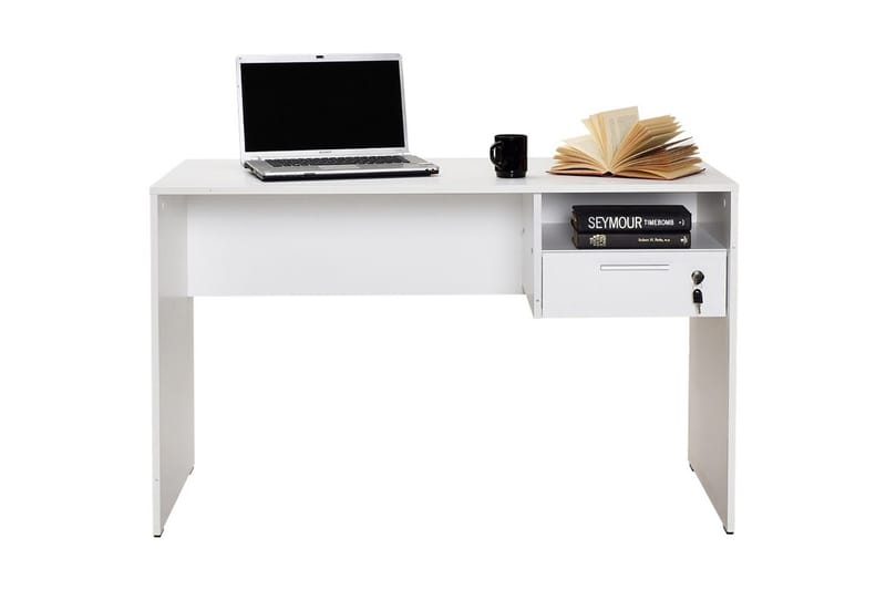 Irbene Skrivebord 120 cm med Opbevaringshylder + Låsebar Sku - Hvid - Møbler - Borde - Kontorbord - Skrivebord