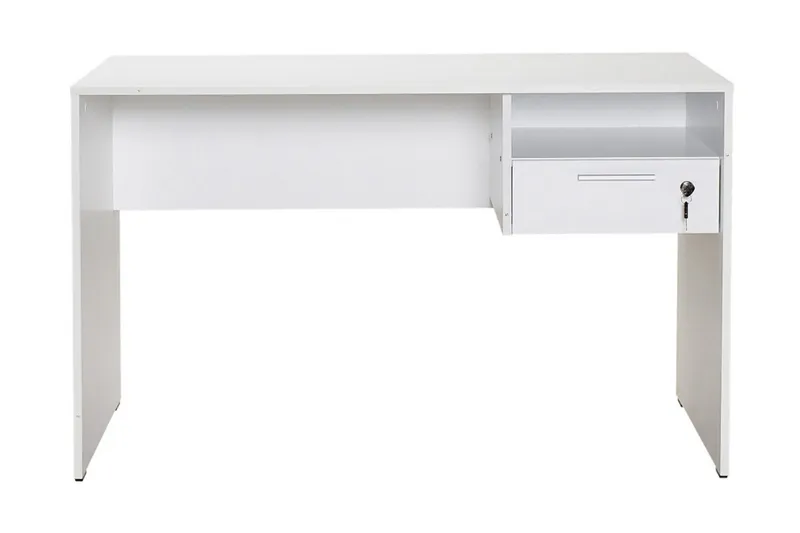 Irbene Skrivebord 120 cm med Opbevaringshylder + Låsebar Sku, Hvid