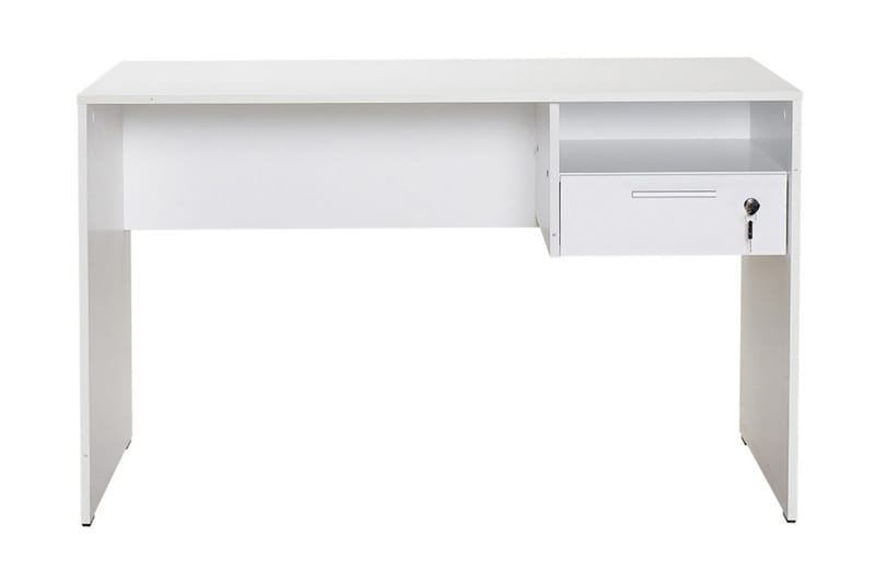 Irbene Skrivebord 120 cm med Opbevaringshylder + Låsebar Sku, Hvid