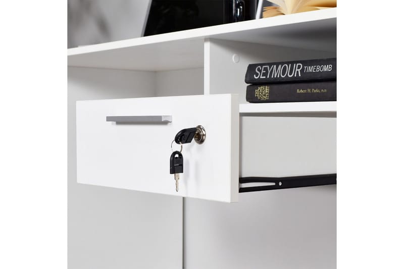 Irbene Skrivebord 120 cm med Opbevaringshylder + Låsebar Sku - Hvid - Møbler - Borde - Kontorbord - Skrivebord